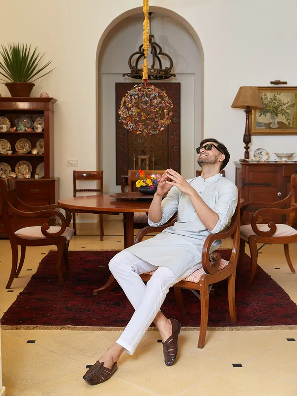 Men_Grey_Cotton_Silk_Pintex_Yock_Design_Kurta_With_Pyjama