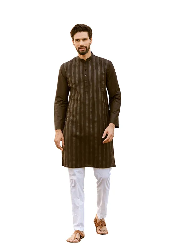 Men_Black_Cotton_Pintex_Design_Thread_Work_Kurta_With_Pyjama