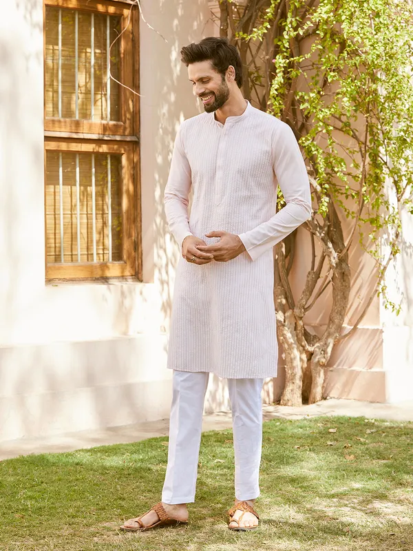 Men_Pink_Cotton_Pintex_Design_Multi_Thread_Work_Kurta_With_Pyjama