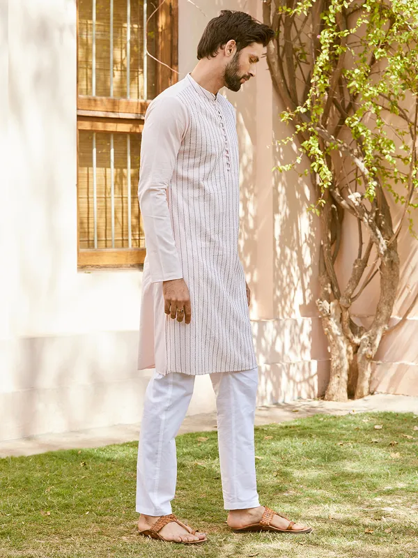 Men_Pink_Cotton_Pintex_Design_Sequins_Kurta_With_Pyjama