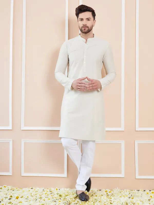 Cream_Cotton_Solid_Straight_Kurta_With_Pyjama