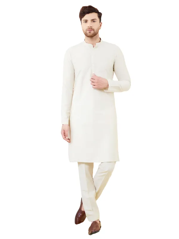Cream_Cotton_Solid_Straight_Kurta_With_Matching_Pyjama