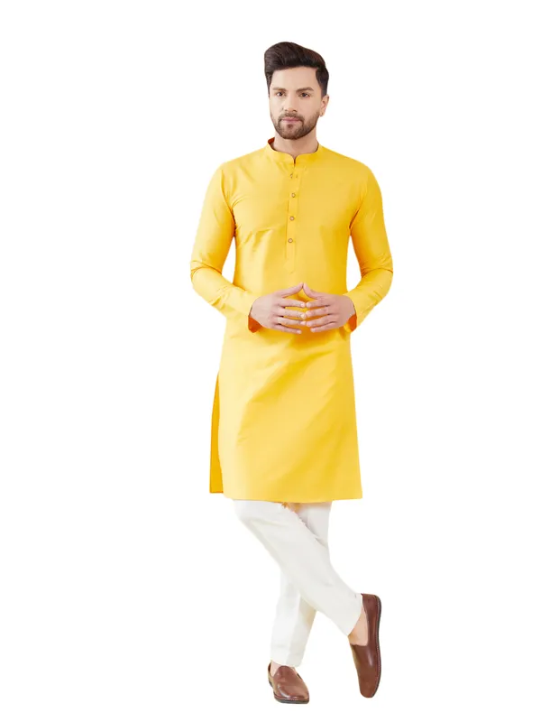Yellow_Cotton_Solid_Straight_Kurta
