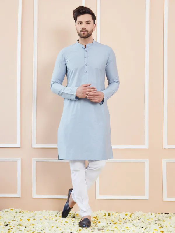 Blue_Cotton_Solid_Straight_Kurta_With_Pyjama
