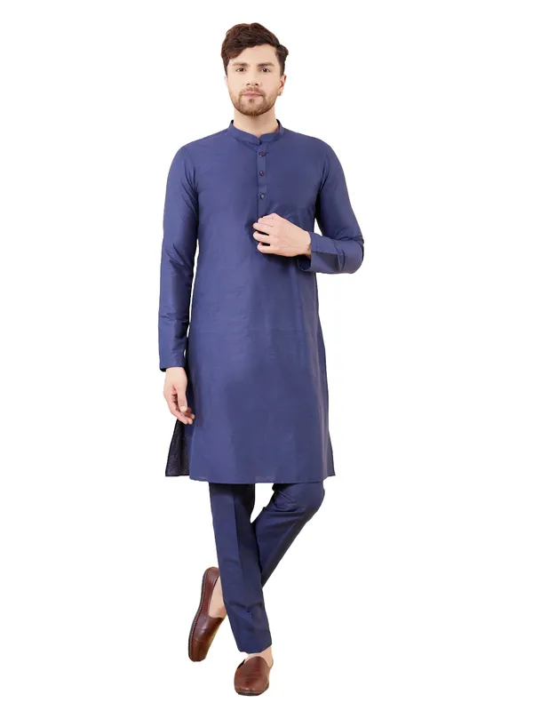 Blue_Cotton_Solid_Straight_Kurta_With_Matching_Pyjama