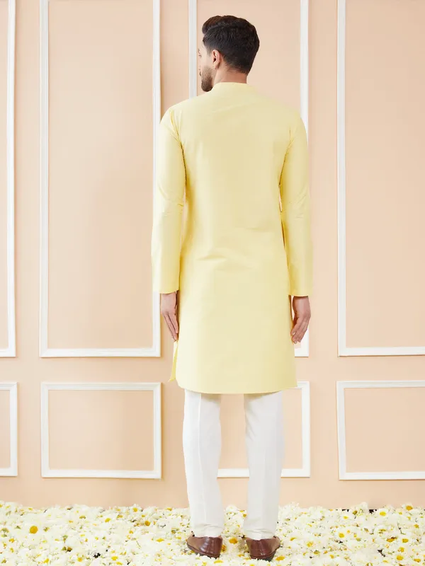 Yellow_Cotton_Solid_Straight_Kurta