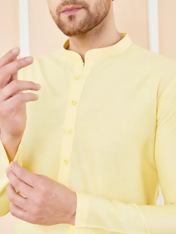 Yellow_Cotton_Solid_Straight_Kurta_with_Matching_Pyjama