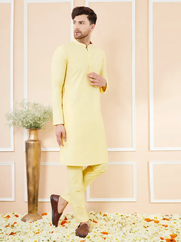 Yellow_Cotton_Solid_Straight_Kurta_with_Matching_Pyjama