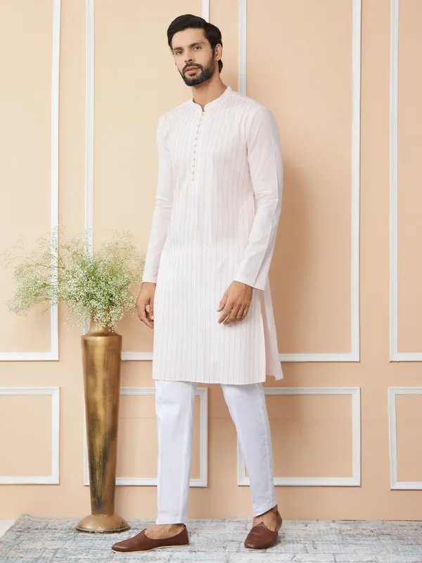 Light_Pink_Thread_&_Sequin_Worked_Pure_Cotton_Straight_Kurta_with_Pyjama