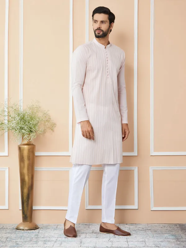 Light_Pink_Thread_&_Sequin_Worked_Pure_Cotton_Straight_Kurta_with_Pyjama
