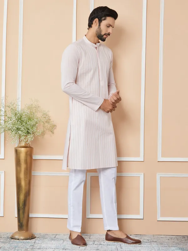 Light_Pink_Thread_&_Sequin_Worked_Pure_Cotton_Straight_Kurta_With_Pyjama