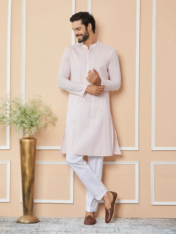 Light_Pink_Thread_&_Sequin_Worked_Pure_Cotton_Straight_Kurta_With_Pyjama
