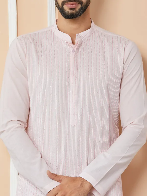 Light_Pink_Thread_&_Sequin_Worked_Pure_Cotton_Straight_Kurta