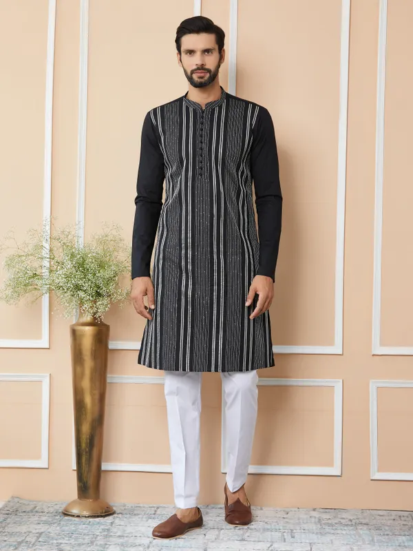 Black_Gota_Strips_and_Sequins_Embroidered_Pure_Cotton_Straight_Kurta_with_Pyjama