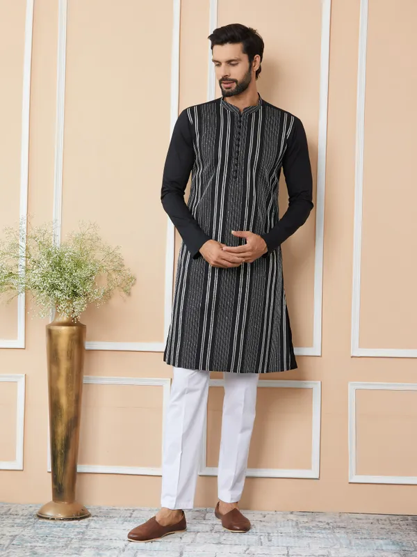 Black_Gota_Strips_and_Sequins_Embroidered_Pure_Cotton_Straight_Kurta_with_Pyjama