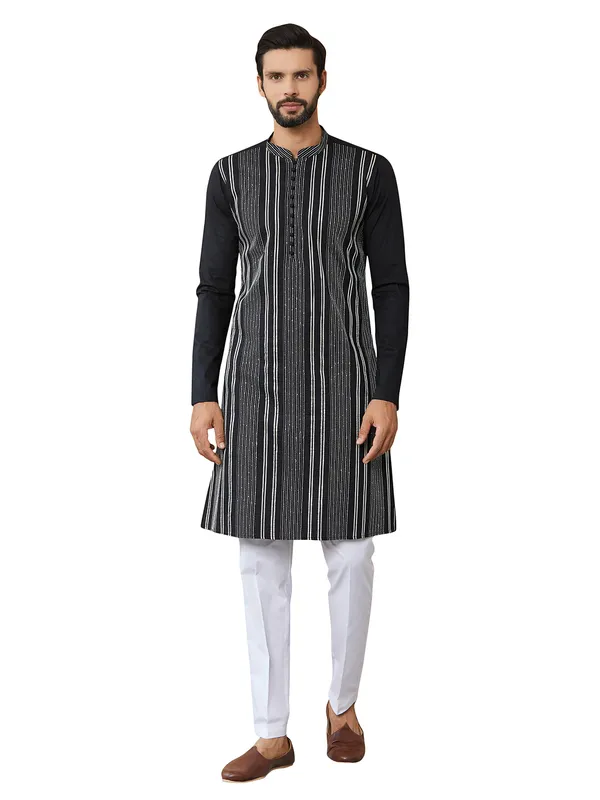 Black_Gota_Strips_and_Sequins_Embroidered_Pure_Cotton_Straight_Kurta