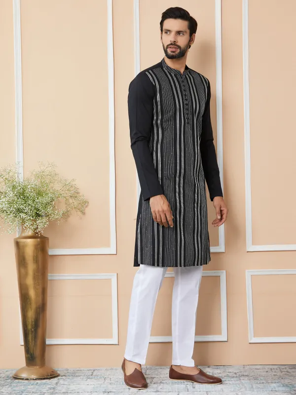 Black_Gota_Strips_and_Sequins_Embroidered_Pure_Cotton_Straight_Kurta