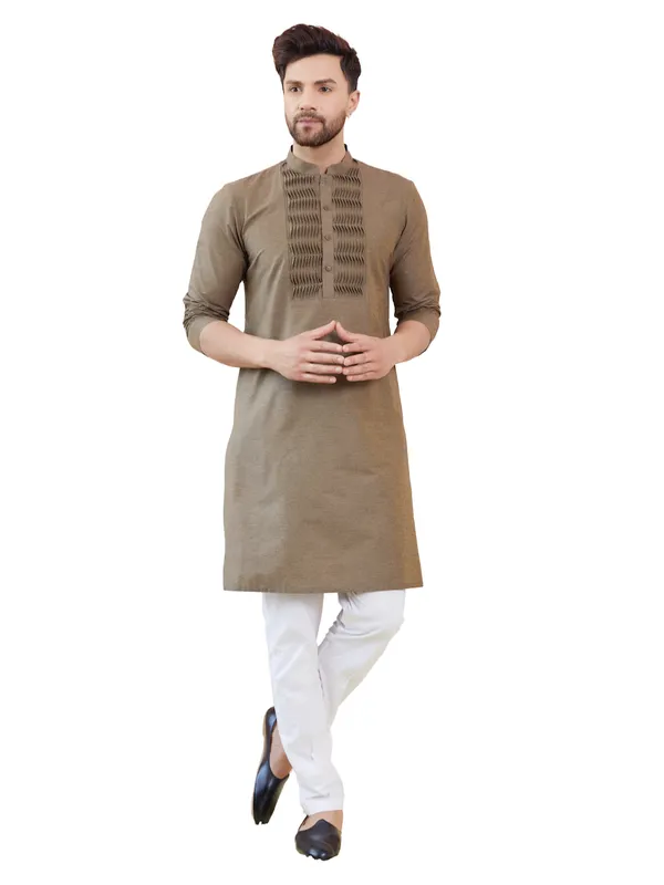 Dust_Cotton_Straight_Kurta_With_Pintuck_Yoke_Neckline