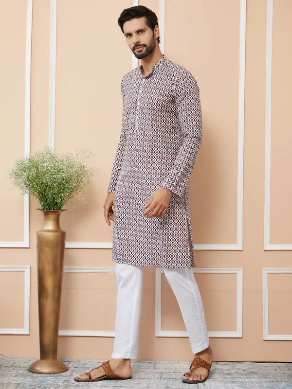 Multi_Printed_Pure_Cotton_Straight_Kurta_With_Pyjama