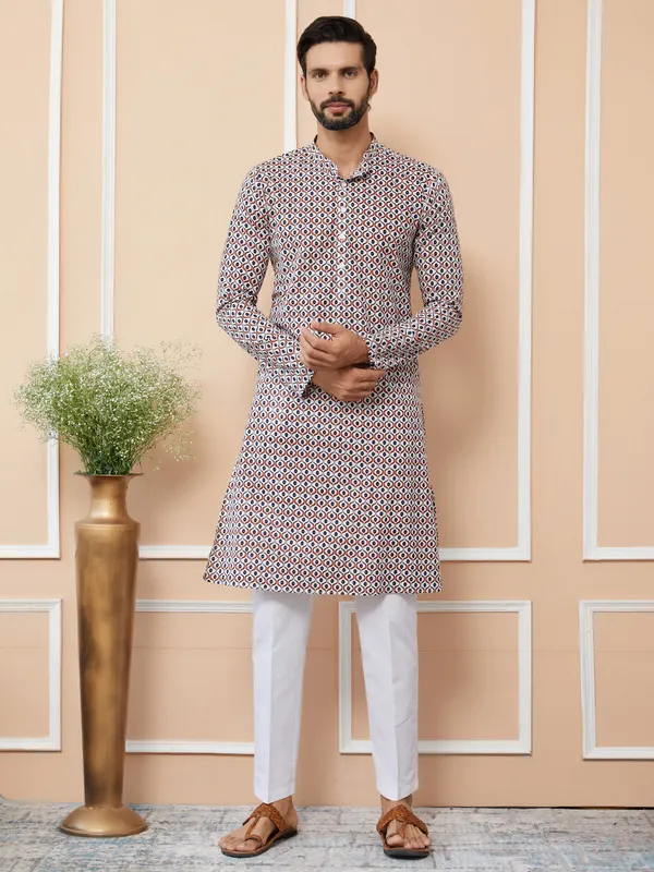 Multi_Printed_Pure_Cotton_Straight_Kurta_With_Pyjama