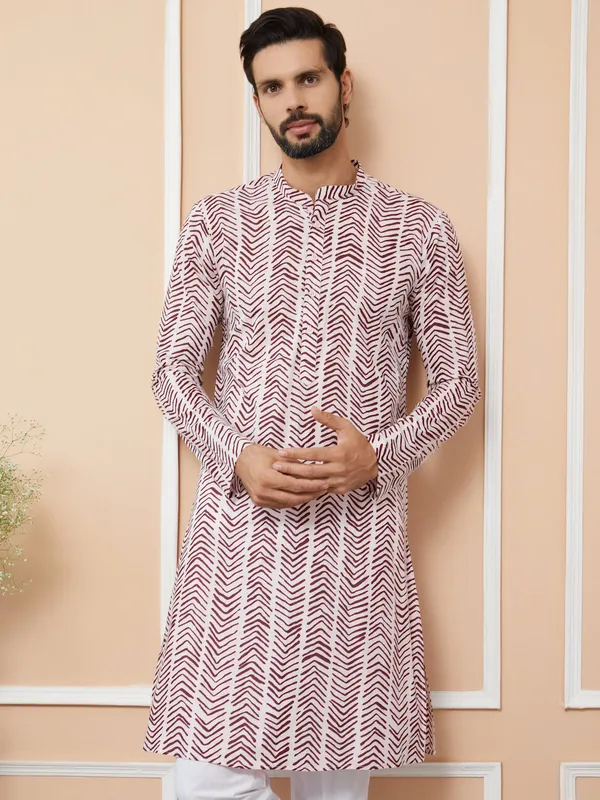 Baby_Pink-Brown_Printed_Pure_Cotton_Straight_Kurta