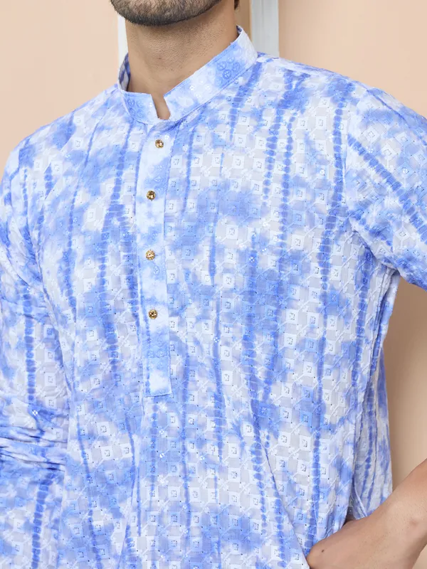 Blue_Tie_&_Dye_Printed_&_Embroidered_Cotton_Straight_Kurta_With_Pyjama