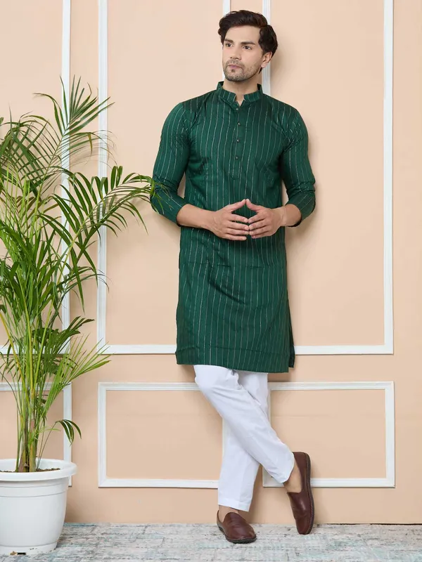 Dark_Green_Thread_Work_Straight_Kurta