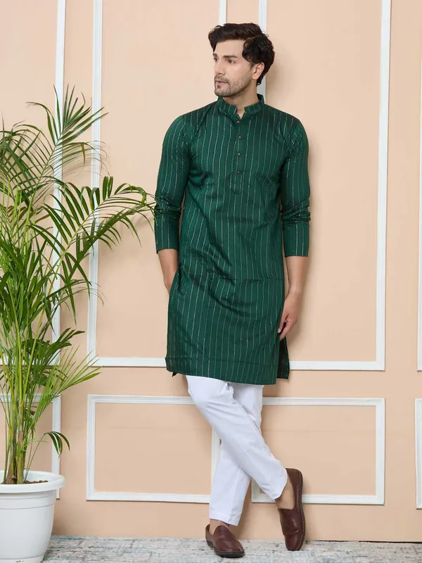 Dark_Green_Thread_Work_Straight_Kurta