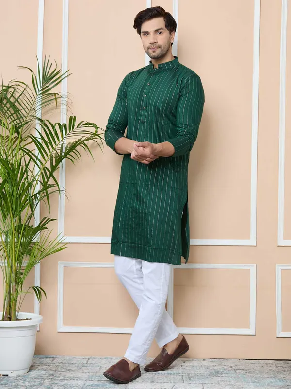 Dark_Green_Thread_Work_Straight_Kurta