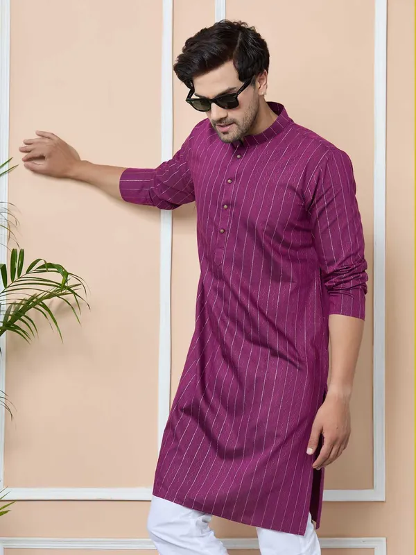 Purple_Thread_Work_Straight_Kurta_with_Pyjama