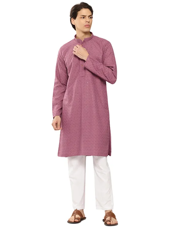 Men's_Pink_Sequin_Embroidered_Rayon_Kurta,_Paired_with_Pyjama