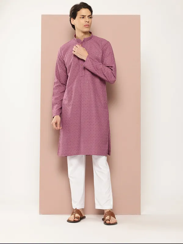 Men_Pink_Embroidered_Sequined_Rayon_Kurta_With_Pyjama