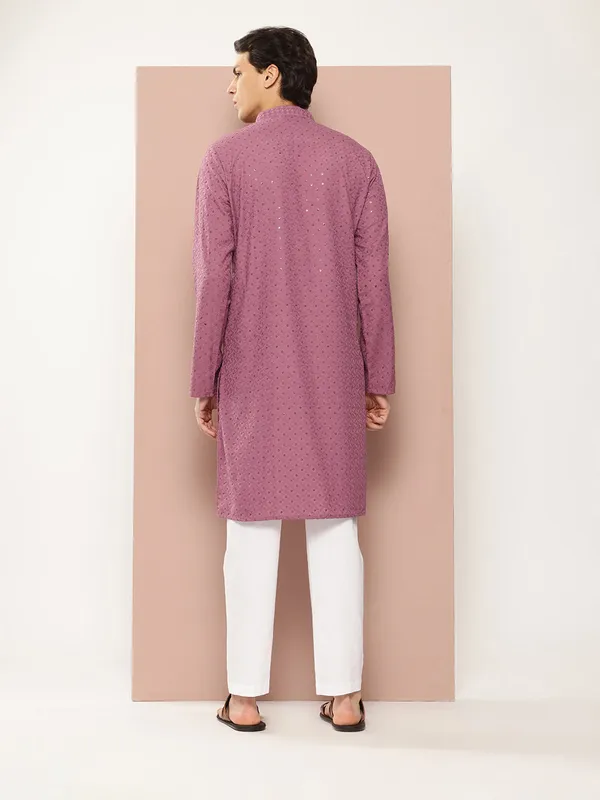 Men's_Pink_Embroidered_Sequined_Rayon_Kurta
