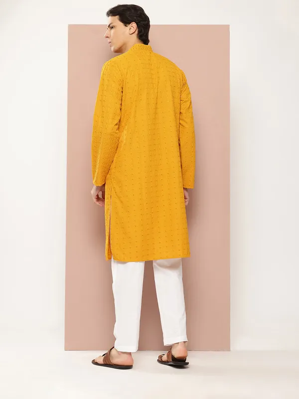 Men's_Mustard_Embroidered_Sequined_Rayon_Kurta
