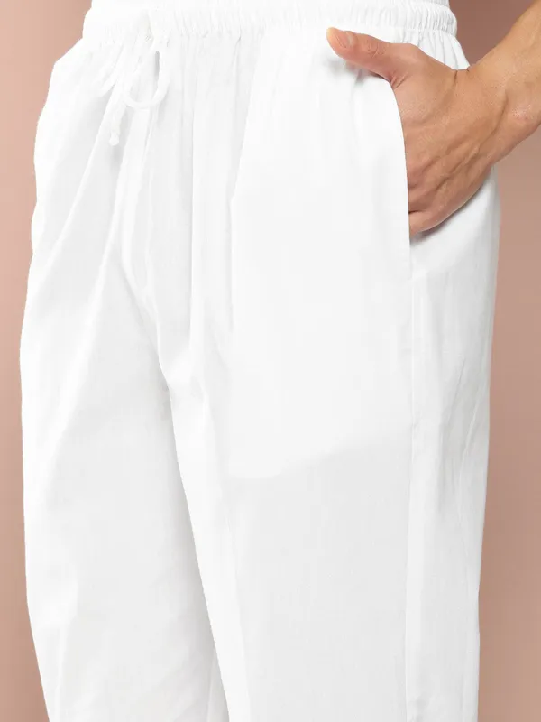 Men's_Blue_Chanderi_Silk_Embroidered_Kurta,_Paired_with_Pyjama