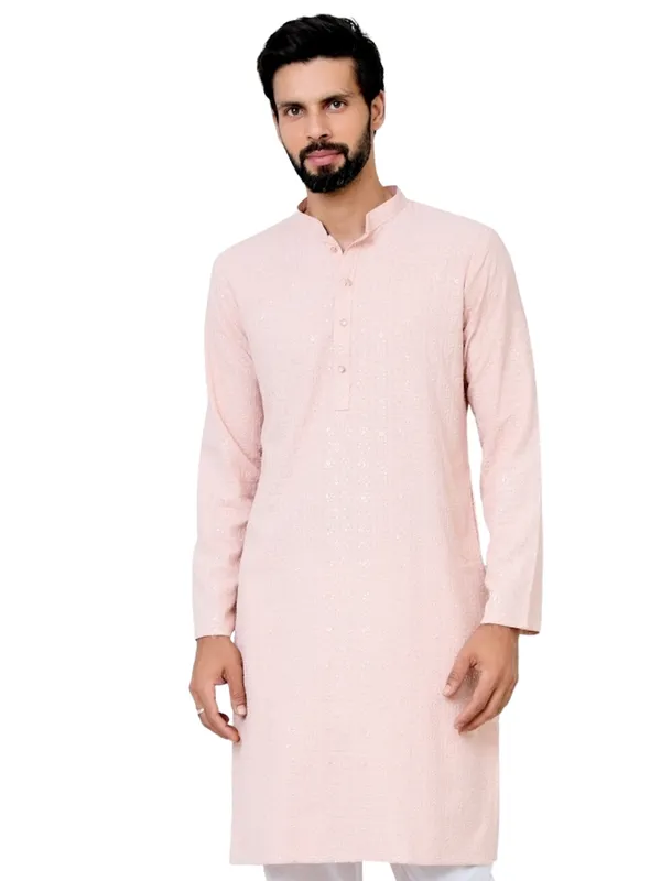 Men_Peach_Ethnic_Motifs_Sequins_Embroidered_Straight_Kurta