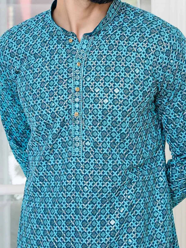 Men_Blue_Embroidered_Straight_Kurta