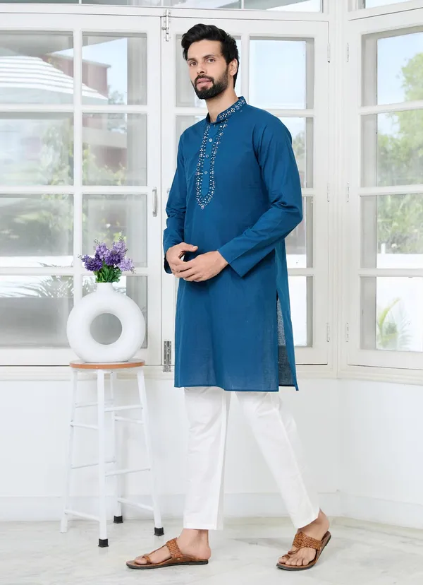 Blue_Mirror_Worked_Cotton_Straight_Kurta