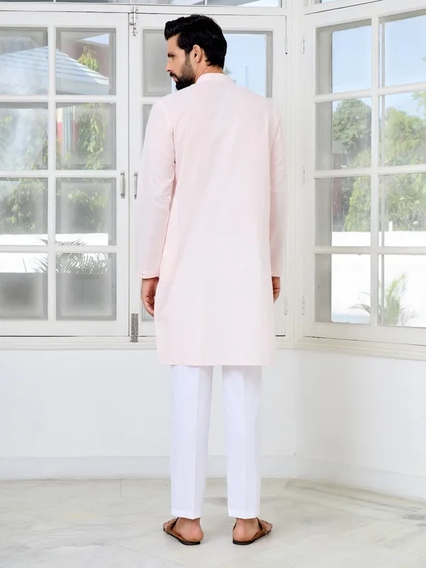 Light_Pink_Mirror_Worked_Cotton_Straight_Kurta_with_Pyjama_with_Pyjama