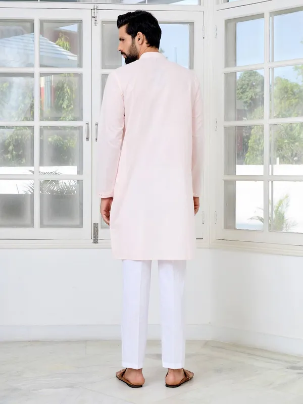 Light_Pink_Mirror_Worked_Cotton_Straight_Kurta_with_Pyjama_with_Pyjama