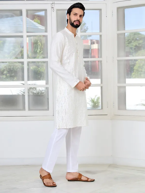 Cream_Sequins_Embroidered_Straight_Kurta_with_Pyjama_with_Pyjama
