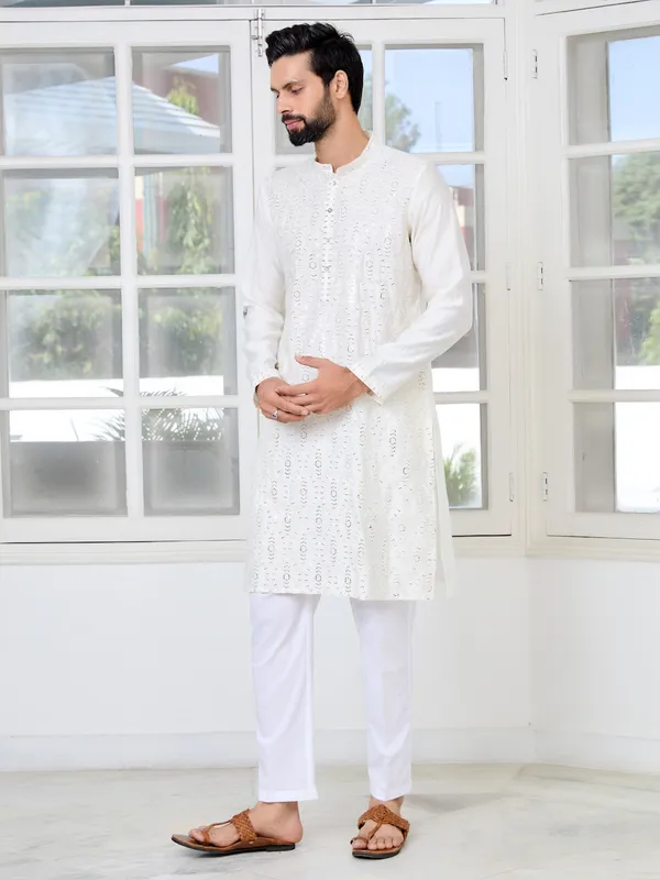 Cream_Sequins_Embroidered_Straight_Kurta_with_Pyjama_with_Pyjama