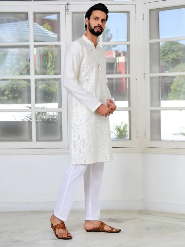 Cream_Sequins_Embroidered_Straight_Kurta_with_Pyjama_with_Pyjama