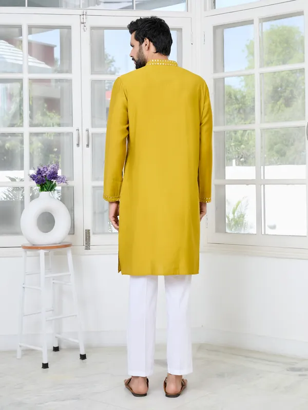 Mustard_Sequins_Embroidered_Straight_Kurta_With_Pyjama
