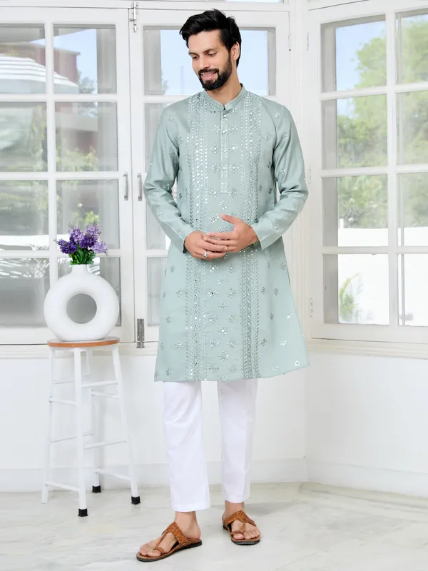 Grey_Mirror_Worked_And_Sequin_Embroidered_Straight_Kurta_With_Pyjama