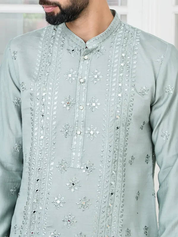Grey_Mirror_Worked_And_Sequin_Embroidered_Straight_Kurta_With_Pyjama