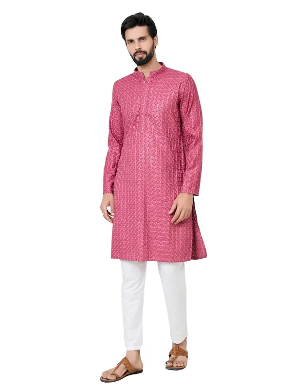 Red_Thread_Embroidered_Straight_Kurta_with_Pyjama_with_Pyjama