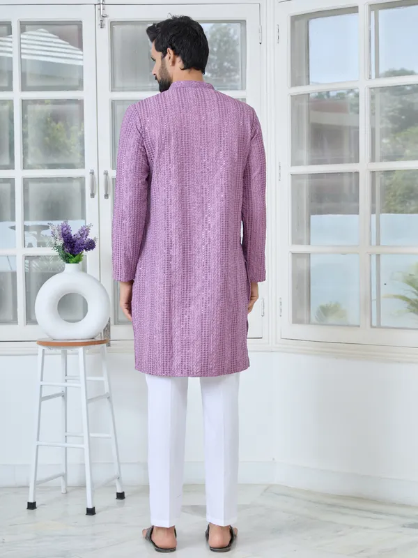 Purple_Embroidered_Rayon_Straight_Kurta_With_Pyjama
