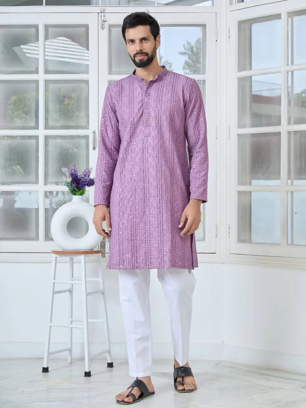 Purple_Embroidered_Rayon_Straight_Kurta