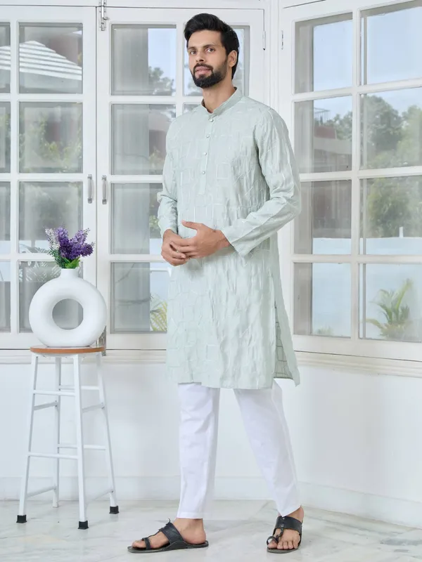 Gray_Geometric_Embroidered_Thread_Work_Mandarin_Collar_Straight_Kurta_with_Pyjama_with_Pyjama